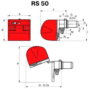 Размеры горелок Riello RS 50